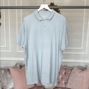 HOLLISTER Men's Light Blue Polo Shirt XXL